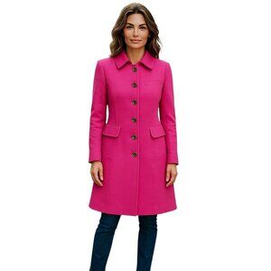 J. Crew Double Cloth Italian Wool Lady Day Coat Pink Fuchsia Thinsulate 2 Petite